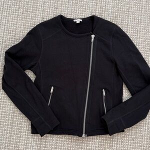 GAP black Charcoal Zip-Up Jacket moto sweatshirt size M women’s